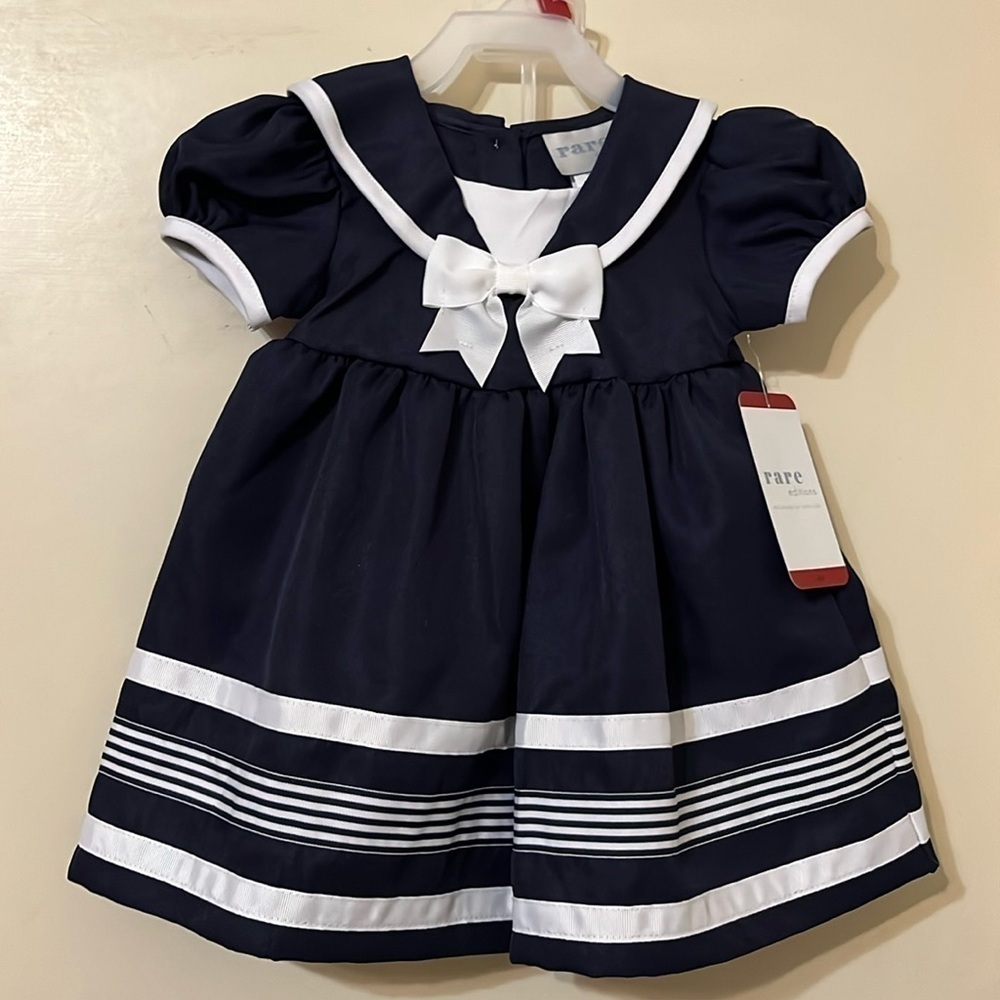 NWT Rare Editions 2 piece sailor dress (dress and bloomers) 18 months adorable - Picture 1 of 6